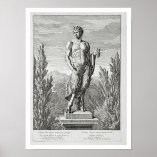 Póster Estátua de um Satyr segurando um monte de uvas, Ve