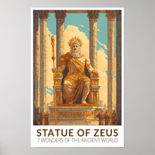 Poster Estátua de Zeus Sete Maravilhas do Mundo Vintage