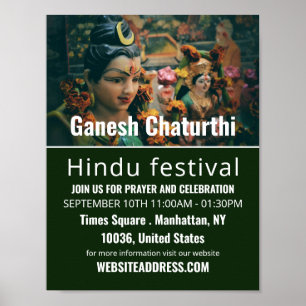 Poster Estátua Deity God, Publicidade Hindu de Eventos