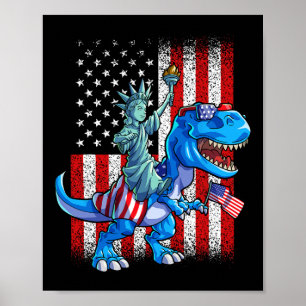 Poster Estátua Dino Da Liberdade 4 De Julho Camisas Amer
