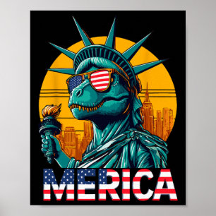 Poster Estátua Dino Da Liberdade 4 De Julho Trex Boys Ame