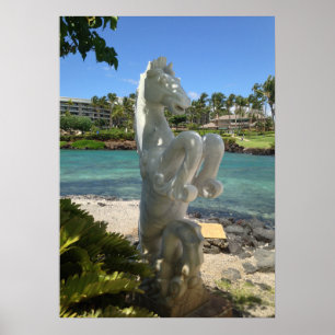 Póster Estátua do hipocampo (Mar-Cavalo), Waikoloa, Hava