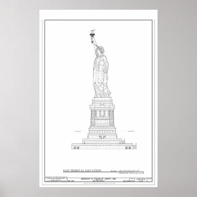 Póster Estátua do Liberty Blueprint (Frente)