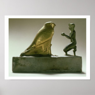 Póster Estátua do rei Taharqa que adora o falcão-deus