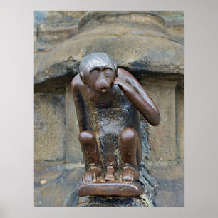 Poster Estátua medieval de macaco na Grand Place de Mons