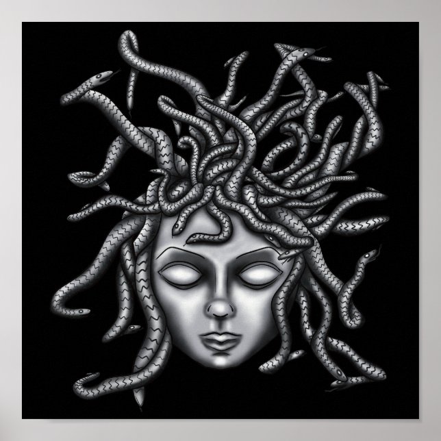 Poster Estátua Medusa, Escultura Grega, Mitologia (Frente)
