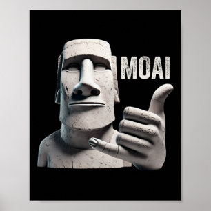 Poster Estátua Moai Shaka, Monólito Moai, Engraçado Easte