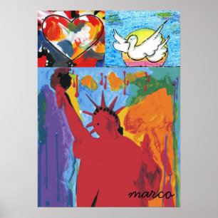 Poster estátua moderna da liberdade Pomba vermelha de Wat