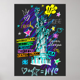 Poster Estátua NYC da Arte de Porodle Viagem da Liberdade