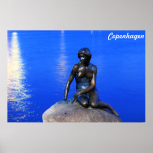 Póster Estátua pequena da sereia, Copenhaga, Dinamarca