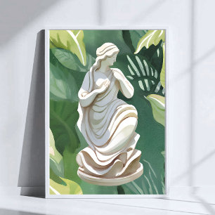 Poster Estátua Romana   Pintura Botânica em Aquarela