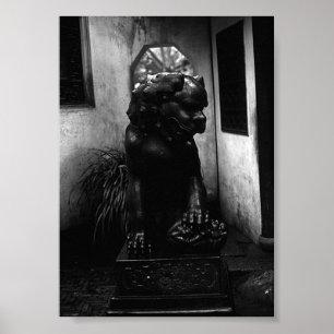 Poster Estátua vintage do jardim Yuyuan em Xangai, China