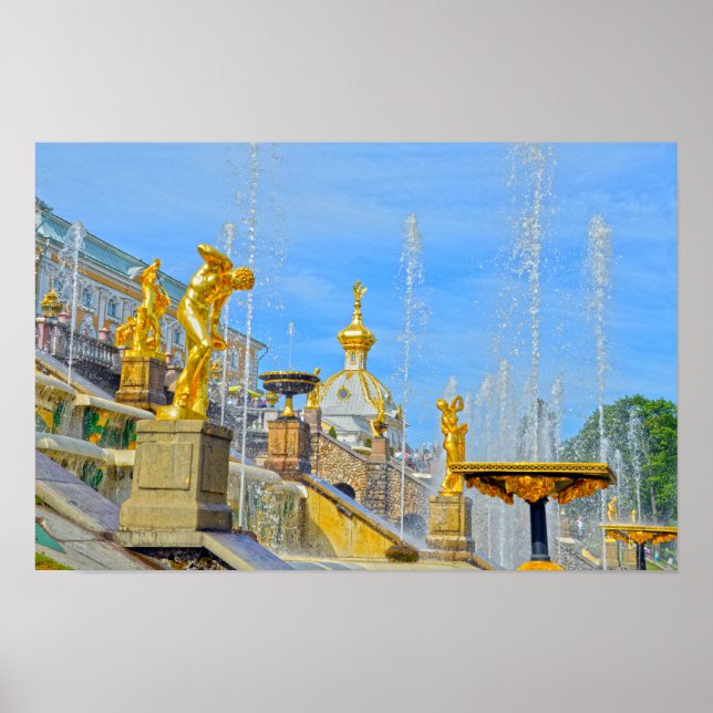 Poster Estatuas Douradas de Peterhof, Rússia (Frente)