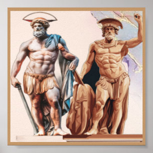 Poster Estatudes gregos e romanos na Design moderna