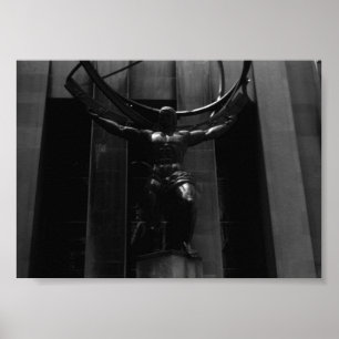 Poster Estatueta Atlas Rockefeller Vintage EUA Nova York