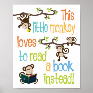 Poster Este amor pequeno do macaco a ler