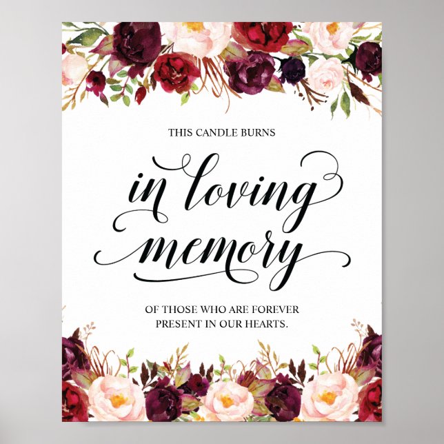 Poster Este candle queima em memória amorosa Placa comemo (Frente)