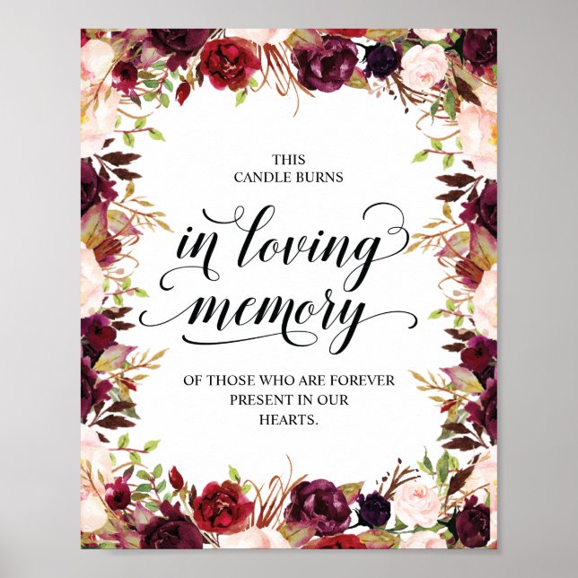 Poster Este candle queima em memória amorosa Placa comemo (Frente)