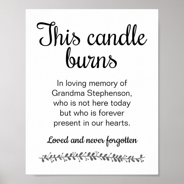 Poster Este Candle Queima Em Memória Do Sinal De Casament (Frente)