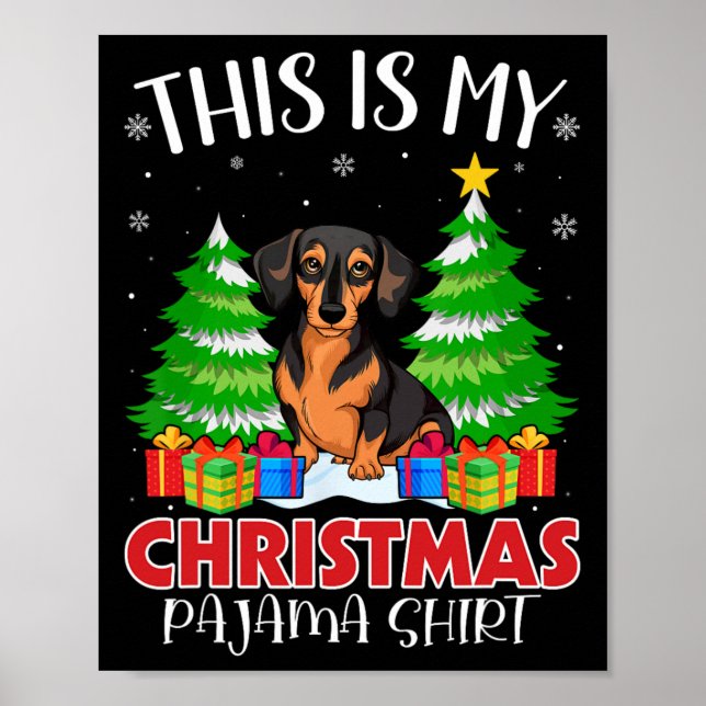 Poster Este É Meu Cachorro Da Miniatura Pajama De Natal (Frente)
