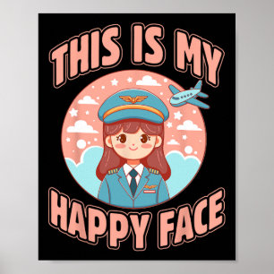 Poster Este É Meu Feliz Piloto De Avião De Mulher Engraça