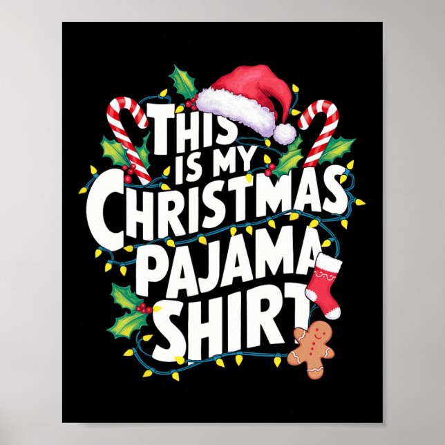 Poster Este É O Meu Natal Pajama Santa Hat, Fama Correspo (Frente)