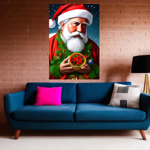 Poster Este é um retrato de Papai Noel Arte AI