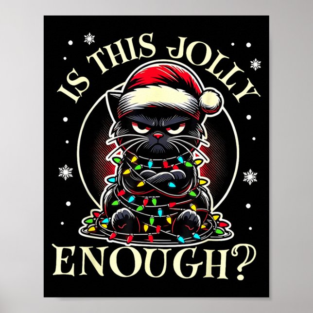 Poster Este Natal de gato engraçado é alegre o suficiente (Frente)
