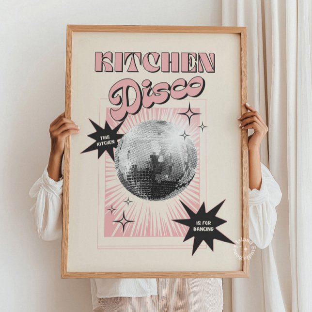 Poster Este pôster de cozinha é para dançar – Cozinha Dis (This Kitchen Is for Dancing Poster – Disco Kitchen wall art Print
)