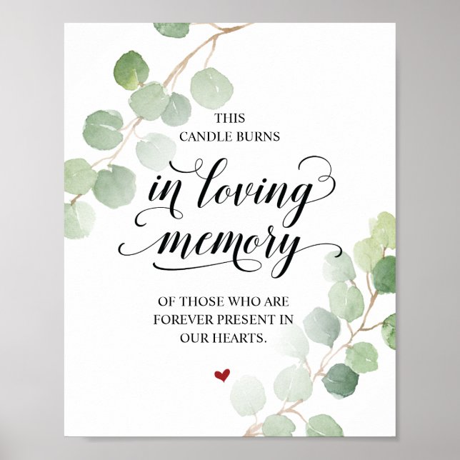 Poster Este sinal de velas queima em memória querida Plac (Frente)