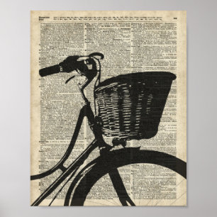 Póster Estêncil da bicicleta do vintage sobre a página