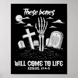 Poster Estes Ossos Vão Viver Esqueleto Cristão H