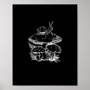 Poster Estética Cottagecore Cogumelo Caracol Fungos Gobli