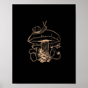 Poster Estética Cottagecore Cogumelo Caracol Goblincore M