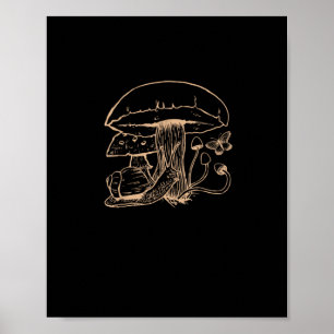 Poster Estética Cottagecore Goblincore Cogumelo Caracol