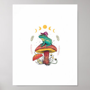 Poster Estética Cottagecore Goblincore Sapo Feiticeiro Em