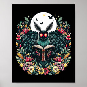 Poster Estética Cottagecore Mothman Amante de Livros Acam