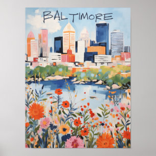 Poster Estética da Cidade de Viagens Baltimore Maryland