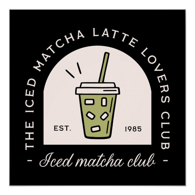 Póster Estética de amantes de latte de matcha gelada (Frente)