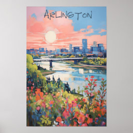 Poster Estética de Viagem Cidade Arlington Dallas Texas