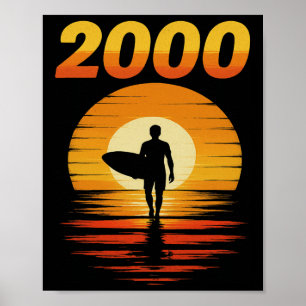 Poster Estética dos anos 90 Pôr do sol retrô Surf vintage