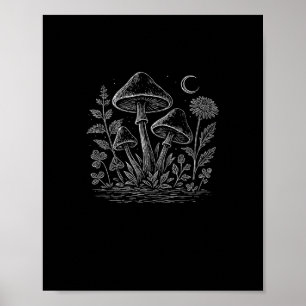 Poster Estética Goblincore Cogumelos Fungos Cottagecore