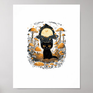 Poster Estética Goblincore e Cottagecore Sob Cogumelo