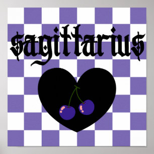 Poster Estética Gótica Sagitariana Checkered Cherry Art