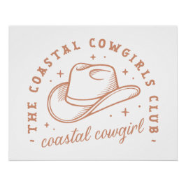 Póster Estética marrom do clube de praia da cowgirl coste
