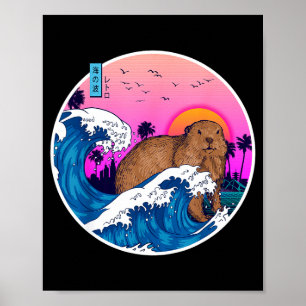 Poster Estética Retro Vintage Japão Grande Onda Roedores 