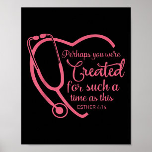 Poster Esther 4-14 Enfermeira Stethoscope Bíblia Christia