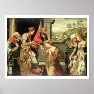 Póster Esther antes do rei Ahasuerus com o Haman que est