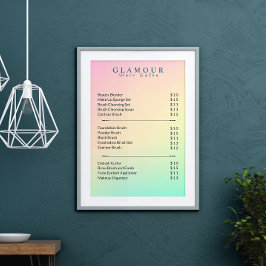 Poster Estheticista Lista de Preços Pastel Holographic