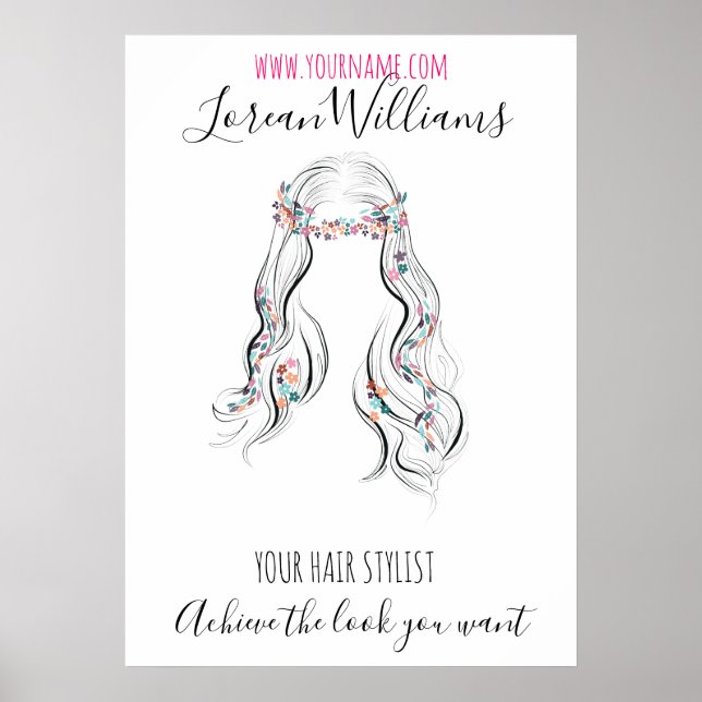 Poster Estilhador de Cabelo de Casamento Bonito Boho Boho (Frente)